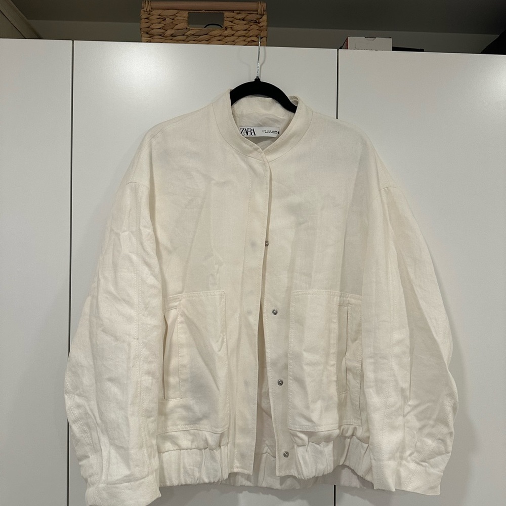Zara Cream Bomber Jacket
